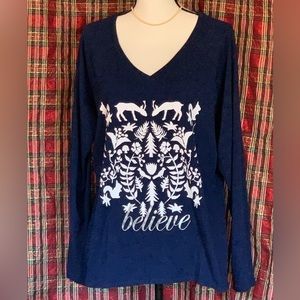 ST. JOHN’S BAY L/S HOLIDAY BELIEVE SHIRT - SZ X-LARGE